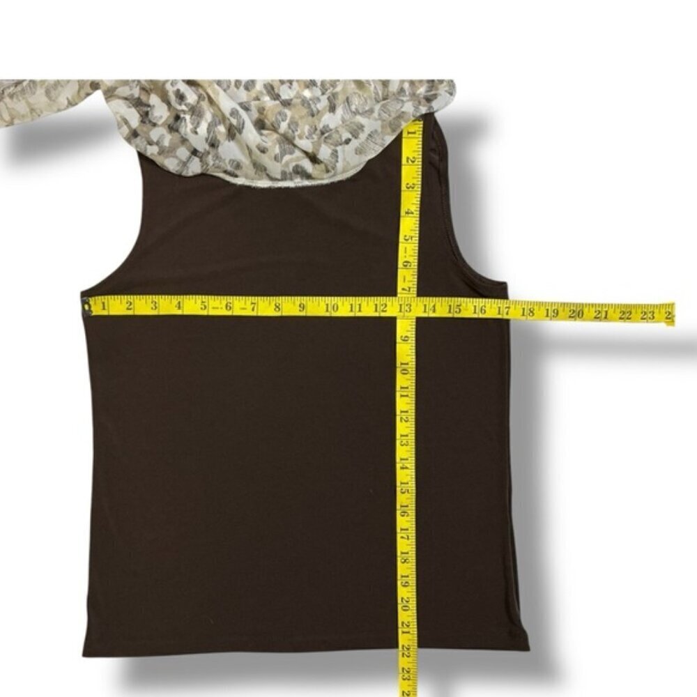 Chico’s Chiffon Asymmetrical Top Sheer Layer Sheath Animal Print Neutral Sz 0 Sm - Picture 7 of 16